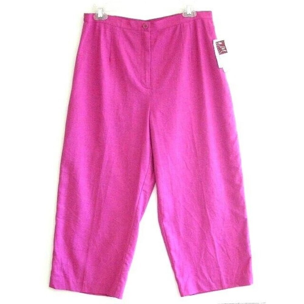 JM Petite Jennifer Moore Women's size 4P Washable Linen Crop Capris Pink NEW
